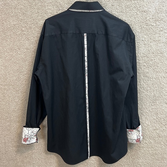 BG The Authentic Shirt Maker Men's XL Long Sleeve Black Button Up Shirt - Picture 8 of 10